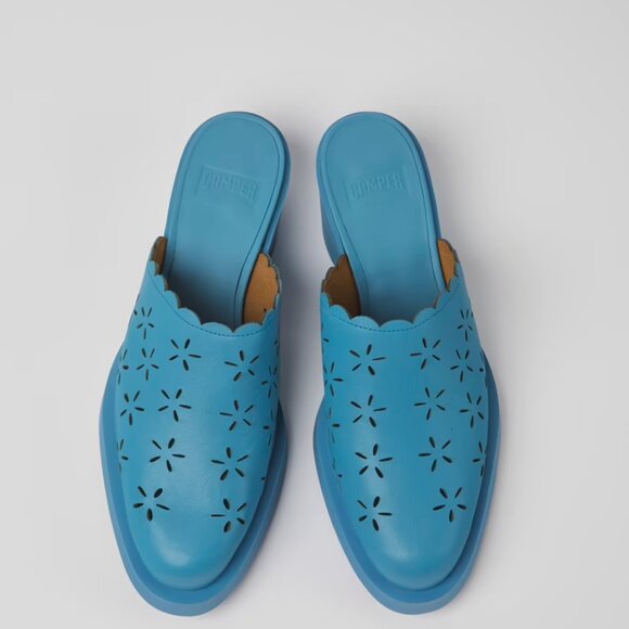Camper Shoes - 🌸💙 Camper "bonnie" Blue Leather Floral Mules – Women’s Size 40 💙🌸